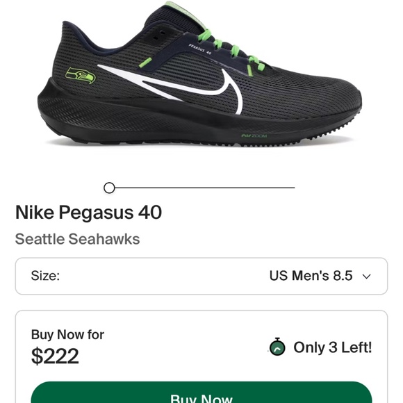 Nike Air Zoom Pegasus 40 x NFL low Seattle Seahawks size 7 - Picture 6 of 7
